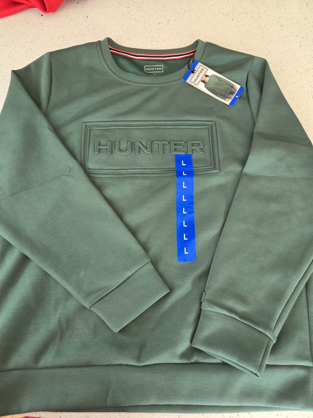 Hunter Men's Green Embossed Logo Crewneck Sweatshirt